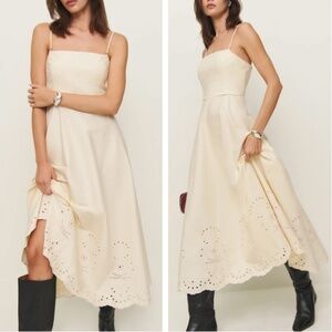 Reformation Cream Midi Dress